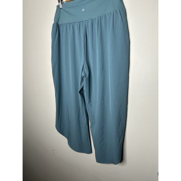 Halara Breezeful Blue High Rise Crossover Waist Cropped Pants Size Large Petite - Picture 5 of 9